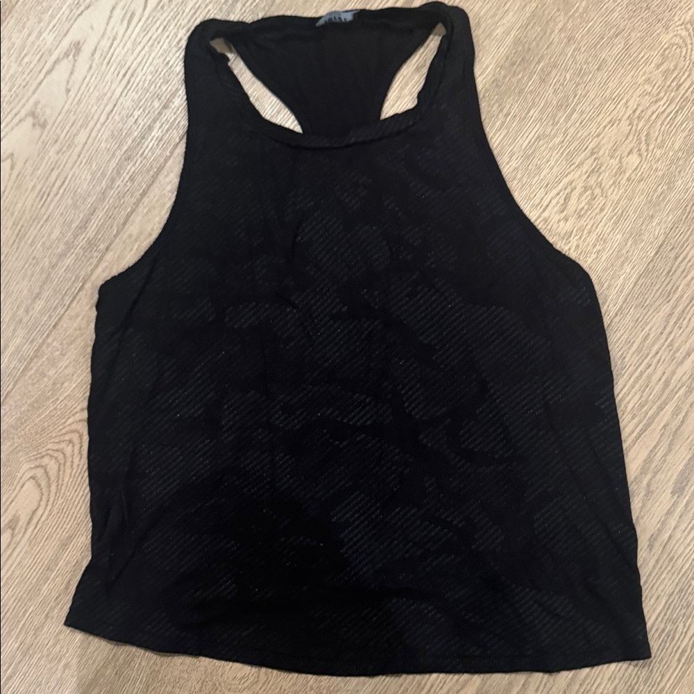 Terez camo with light foil stripes workout top, excellent condition